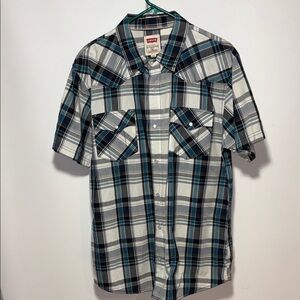 Levi's Men's Black and Blue Checkered Shirt